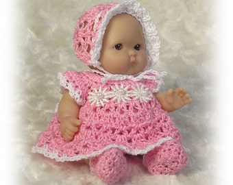 Crochet Pattern 1 - DRESS Set to fit 4-10inch Berenguer or OOAK Dolls