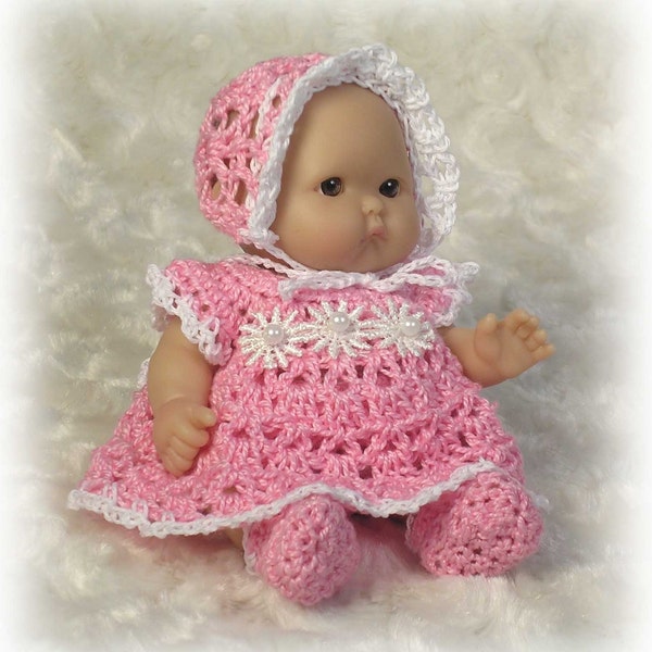 Crochet Pattern 1 - DRESS Set to fit 4-10inch Berenguer or OOAK Dolls