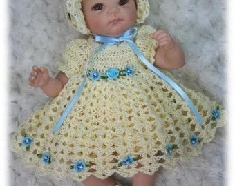Crochet Pattern 6 - DRESS SET for 10 in. to 12 in. Baby Dolls