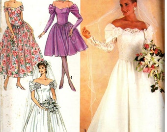 Simplicity 8413 Sewing Pattern, uncut vintage ~ sz 6,10,14 Wedding Gown, bridesmaid, prom