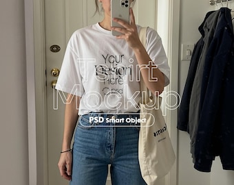 Modelo de camiseta branca PSD Bella Canvas 3001 para visualização de design e exibição em alta qualidade