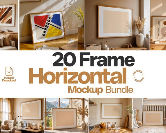 20 Horizontal Frame Mockup Bundle: Smart Object (Digital Download)