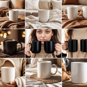Lot de 50 maquettes de tasses bohèmes, maquette de tasse à café blanche (téléchargement numérique) image 5