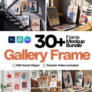 Gallery Frame Mockup Bundle: Modern Wall Art Display (PSD Smart Object