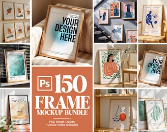 150 Frame Mockup PSD Bundle, Wall Art Display , Din A Ratio Poster Mockup