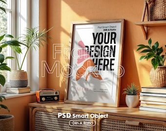 Poster Frame Mockup PSD | Editable Wall Art Display Template | Smart Object File (Digital Download)