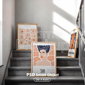 Set of 3 Frame Mockup, Three Multiple Gallery Set 3 Bundle, 3 Vertical Frame Art Display Mockup, Digital Print Mockup - PSD