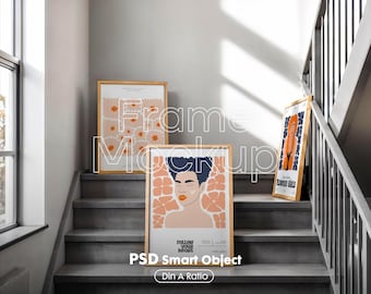 Vertical Gallery Frame Mockup Set: Digital Art Display (PSD Download)