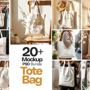 Tote Bag Mockup Bundle PSD: Printify & Printful, 20+ Smart Object Mockups