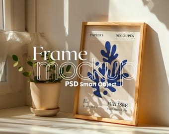 Minimalist Wooden Poster Frame Mockup PSD Smart Object (Digital Download)