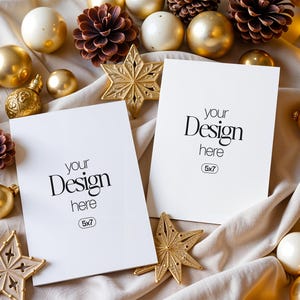 Kerstkaartmodel, witte blanco kaartmodel PSD, uitnodigingskaartmodel, feestelijke wenskaartmodel, PSD slim object