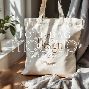 Cotton Canvas Tote Bag Mockup: Printify, Printful Compatible (PSD)