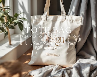 Cotton Canvas Tote Bag Mockup: Printify, Printful Compatible (PSD)