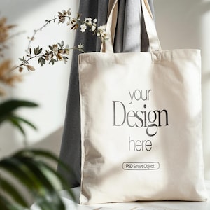 Cotton Canvas Tote Bag Mockup: Printify, Printful Compatible (PSD)
