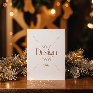 Christmas Card Mockup: White Blank Card, PSD Smart Object (Digital Download)