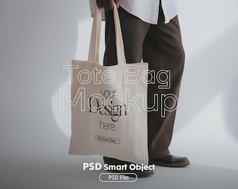 Cotton Canvas Tote Bag Mockup PSD : Printify, Printful Compatible, PSD Smart Object