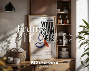 Minimalist Wooden Frame Mockup: Artwork & Poster Display (Digital Download)