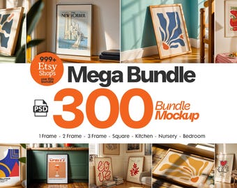 300+ Frames Mockup PSD Bundle: Wall Art Display (Digital Download)