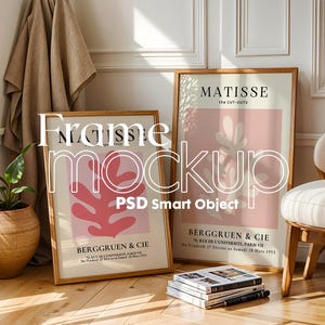 2 Bilderrahmen Mockup PSD, Mockup Rahmen, Doppelrahmen Mockup, 2er Set MockUp, Wand Kunst Display, Poster Mockup, Innenwand Poster Mockup PSD