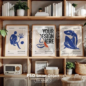 Set of 3 Frame Mockup, Three Multiple Gallery Set 3 Bundle, 3 Vertical Frame Art Display Mockup, Digital Print Mockup - PSD