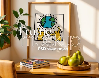 Minimalist Wooden Frame Mockup: Artwork & Poster Display (Digital Download)