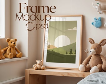 Kinderzimmer Bilderrahmen Mockup: Home Interior PSD, Wand Poster Mockup