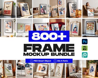 800+ Frame Poster Mockup Mega Bundle: Wall Art Display Template (PSD Digital Download)