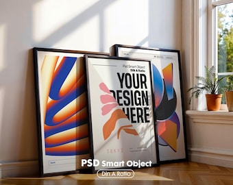 Vertical Frame Mockup Set: Gallery Wall Art PSD Templates (Digital Print)
