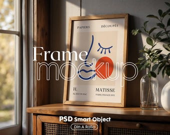 Minimalist Wooden Frame Mockup: Artwork & Poster Display (Digital Download)
