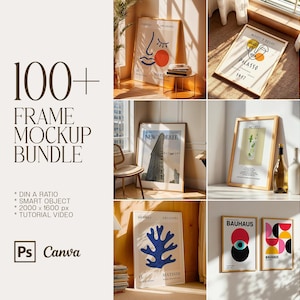 100+ Frames Mockup PSD Bundle: Printable Art Shop Display (Digital Download