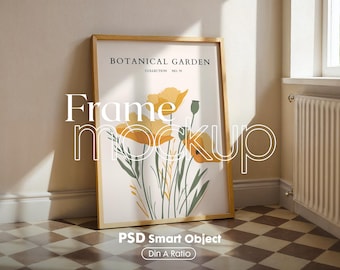 Minimalist Wooden Frame Mockup: Artwork & Poster Display (Digital Download)
