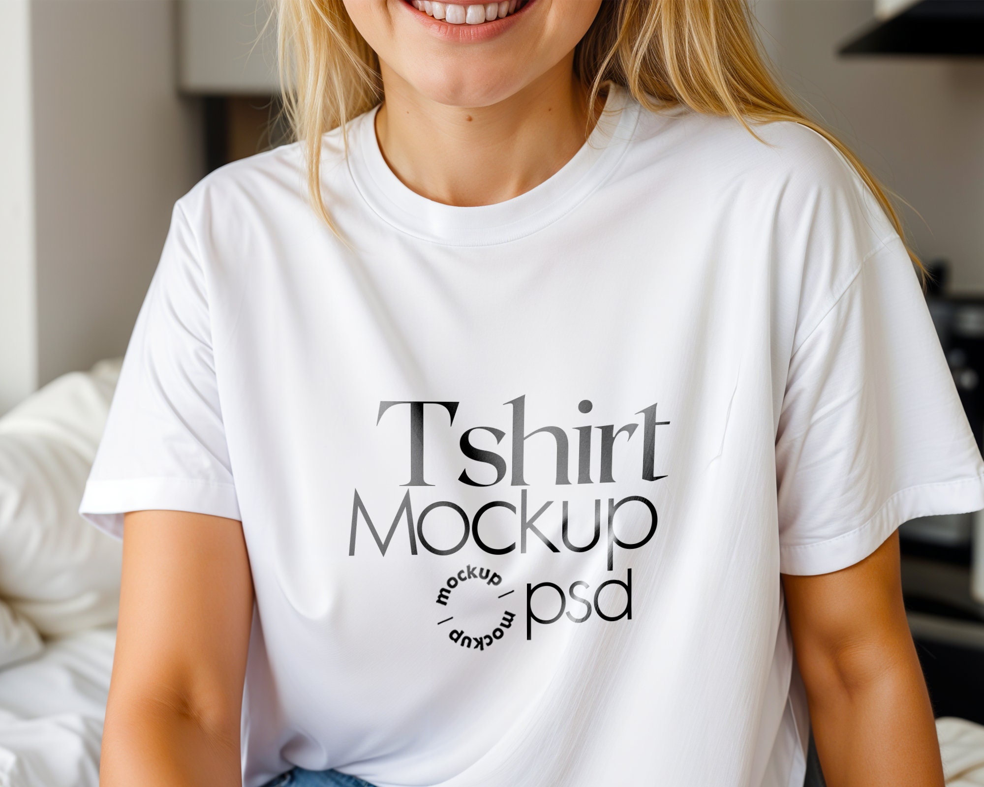 Gildan 64000 branco, modelo de camiseta Gildan PSD, modelo Gildan 64000 modelo PSD, modelo de camisa branca, modelo minimalista PSD