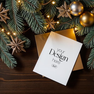 Christmas Card Mockup: White Blank Card, PSD Smart Object (Digital Download)