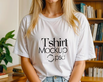 Gildan 64000 branco, modelo de camiseta Gildan PSD, modelo Gildan 64000 modelo PSD, modelo de camisa branca, modelo minimalista PSD
