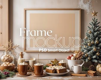 Christmas Frame Mockup: Holiday Poster Presentation (PSD)