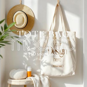 Cotton Canvas Tote Bag Mockup: Printify & Printful Compatible (PSD)