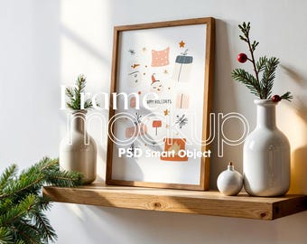 Christmas Frame Mockup PSD: Holiday Poster Presentation