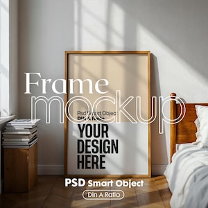 Bedroom Frame Mockup PSD: Poster & Print Display (Digital Download)