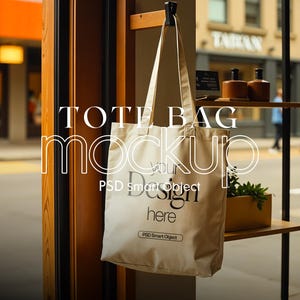 Cotton Canvas Tote Bag Mockup: Printify & Printful Compatible (PSD)
