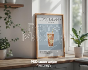 Kitchen Frame Mockup | Vertical Wood, DIN A (PSD)