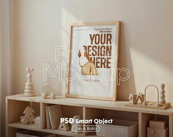 Mockup kinderkamerlijst PSD: kinderkamerposter, bewerkbaar ontwerp