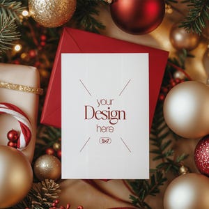 Maquette de carte de Noël, maquette de carte vierge blanche PSD, maquette de carte d'invitation, maquette de carte de voeux festive, objet intelligent PSD