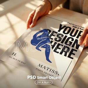 Poster Mockup with Person ISO A DIN Ratio | Minimal Modern PSD Photoshop & Photopea Template