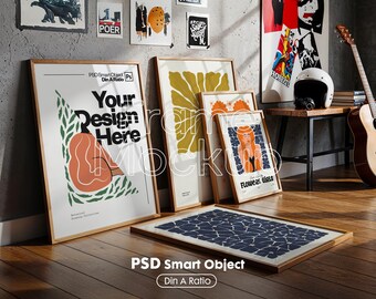 Gallery Wall Frame Mockup Set: Digital Art Display (PSD Download))