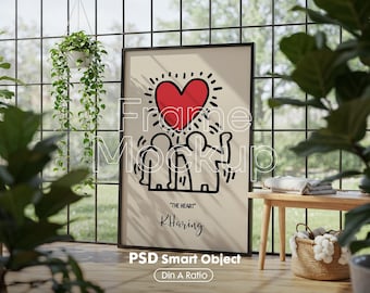 Frame Poster Mockup PSD: Wall Art Frame Template Smart Object (Digital Download)