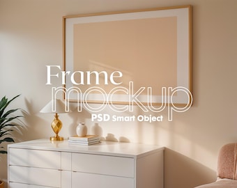Scandinavian Frame Mockup: Horizontal Poster, Artwork Display (PSD)