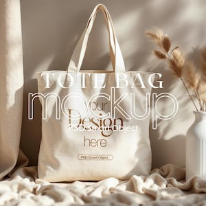 Cotton Canvas Tote Bag Mockup: Printify, Printful Compatible (PSD)