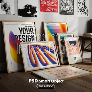 Set of 6 Frame Mockup, Three Multiple Gallery Set 6 Bundle, 6 Vertical Frame Art Display Mockup, Digital Print Mockup - PSD