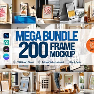 Paquete de más de 200 maquetas de marcos PSD: Exhibición de arte mural (descarga digital)