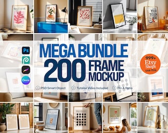 200+ Frame Mockup PSD Bundle: Wall Art Display (Digital Download)